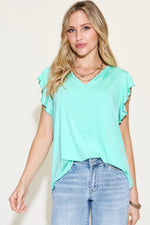 Basic Bae Bamboo Notched Ruffled Tee