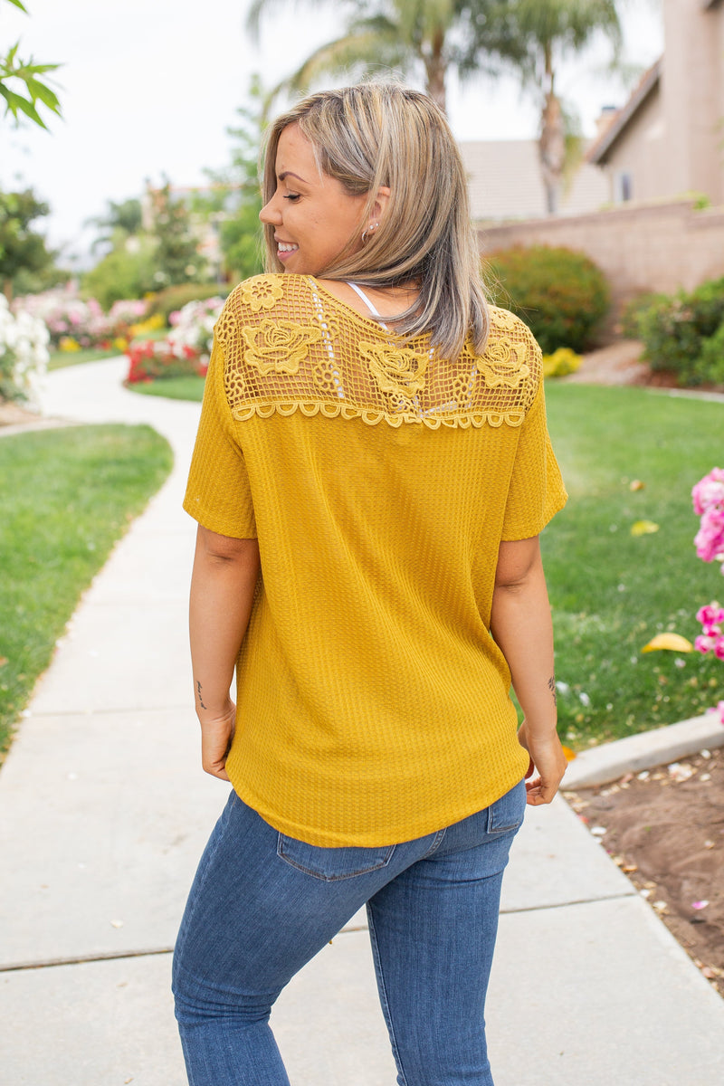 Spirited Front Tie Top in Mustard