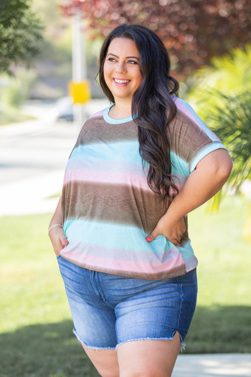 Gradiently Striped Boxy Tee