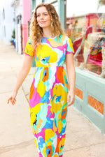 Under Clear Days Yellow/Mint Floral Fit & Flare Maxi Dress