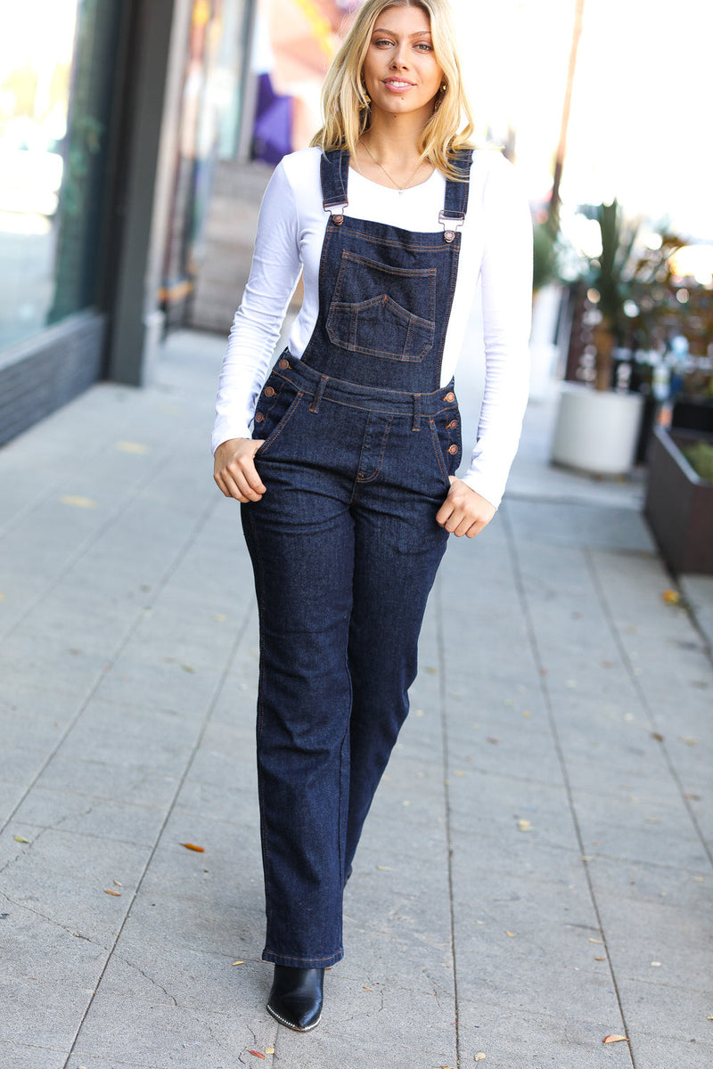 Judy Blue Dark Denim High Waist Wide Leg Overalls