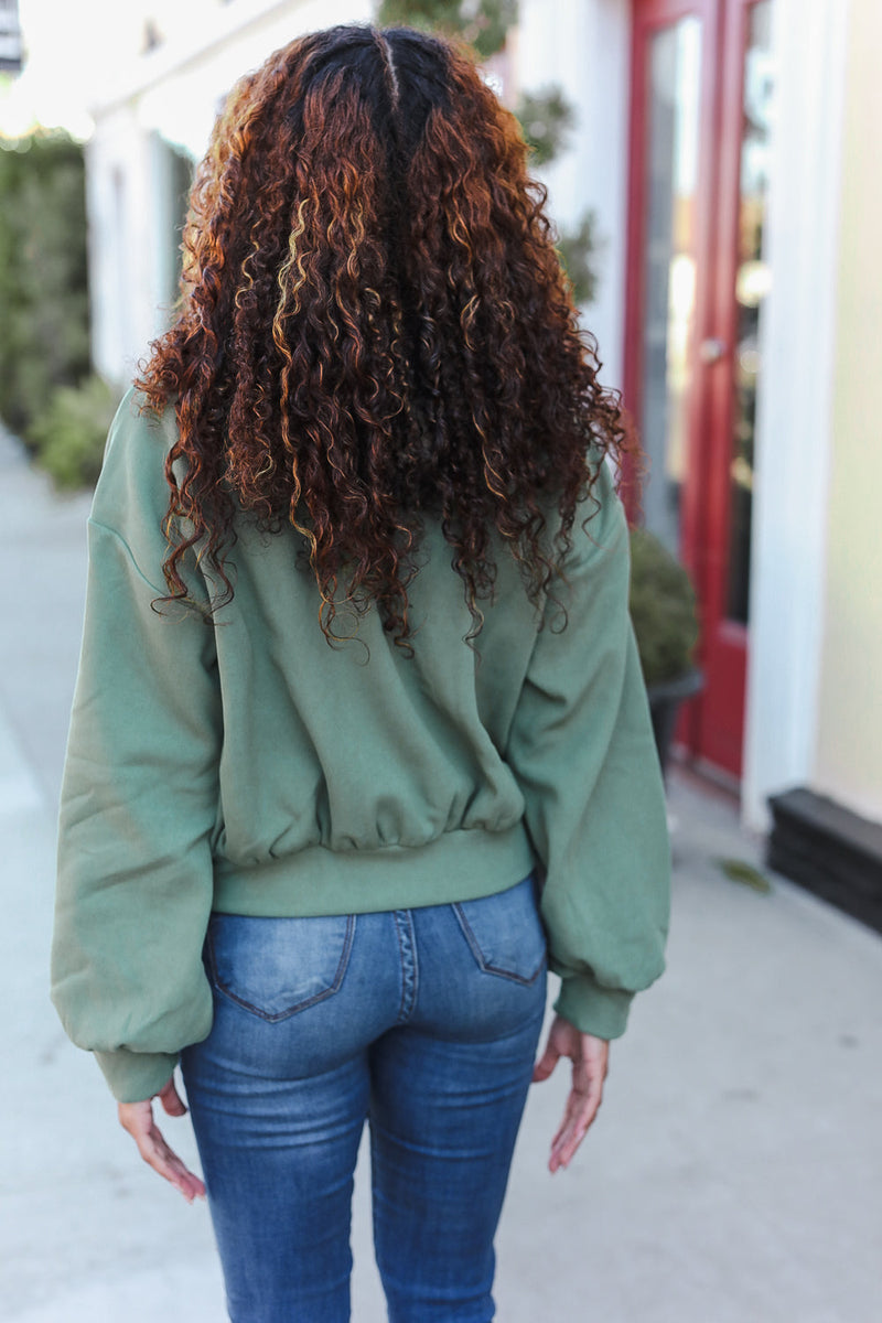 Weekend Ready Green Boyfriend Button Down Cropped Jacket