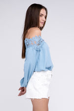 Lace Patchwork off-Shoulder Blouse