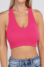 Ribbed Cropped Racerback Tank Top