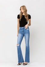 Flying Monkey High Rise Flare W/Flare Detail Jeans