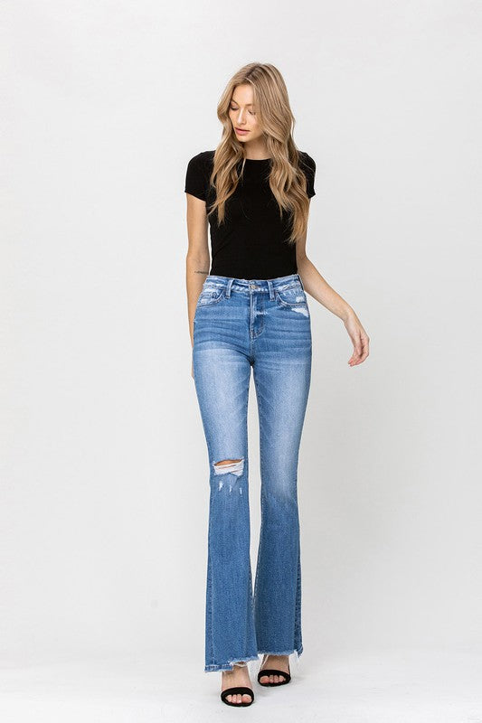 Flying Monkey High Rise Flare W/Flare Detail Jeans