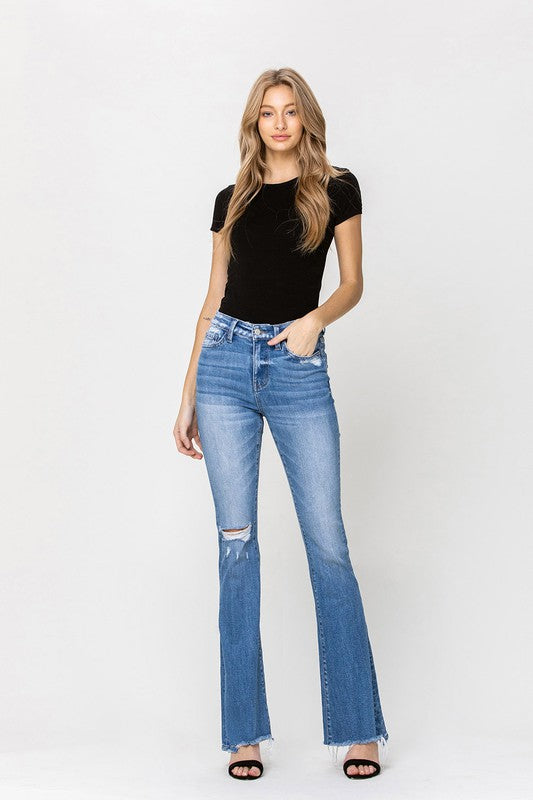 Flying Monkey High Rise Flare W/Flare Detail Jeans