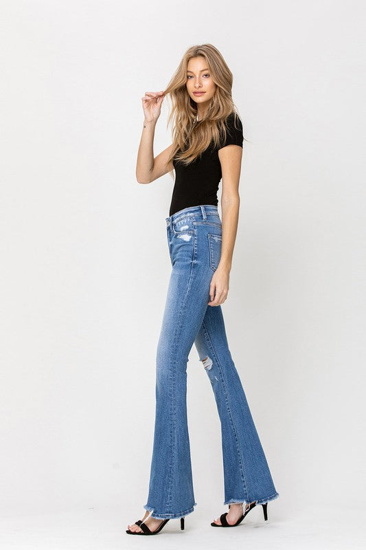 Flying Monkey High Rise Flare W/Flare Detail Jeans