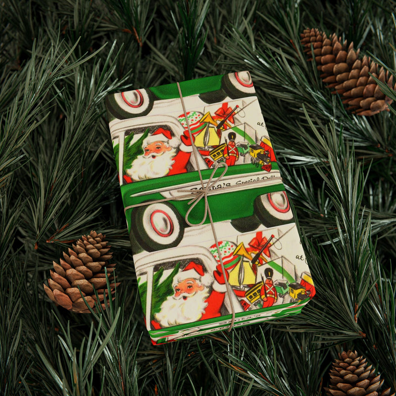 Vintage Santa Delivery Wrapping Paper 30"x72"