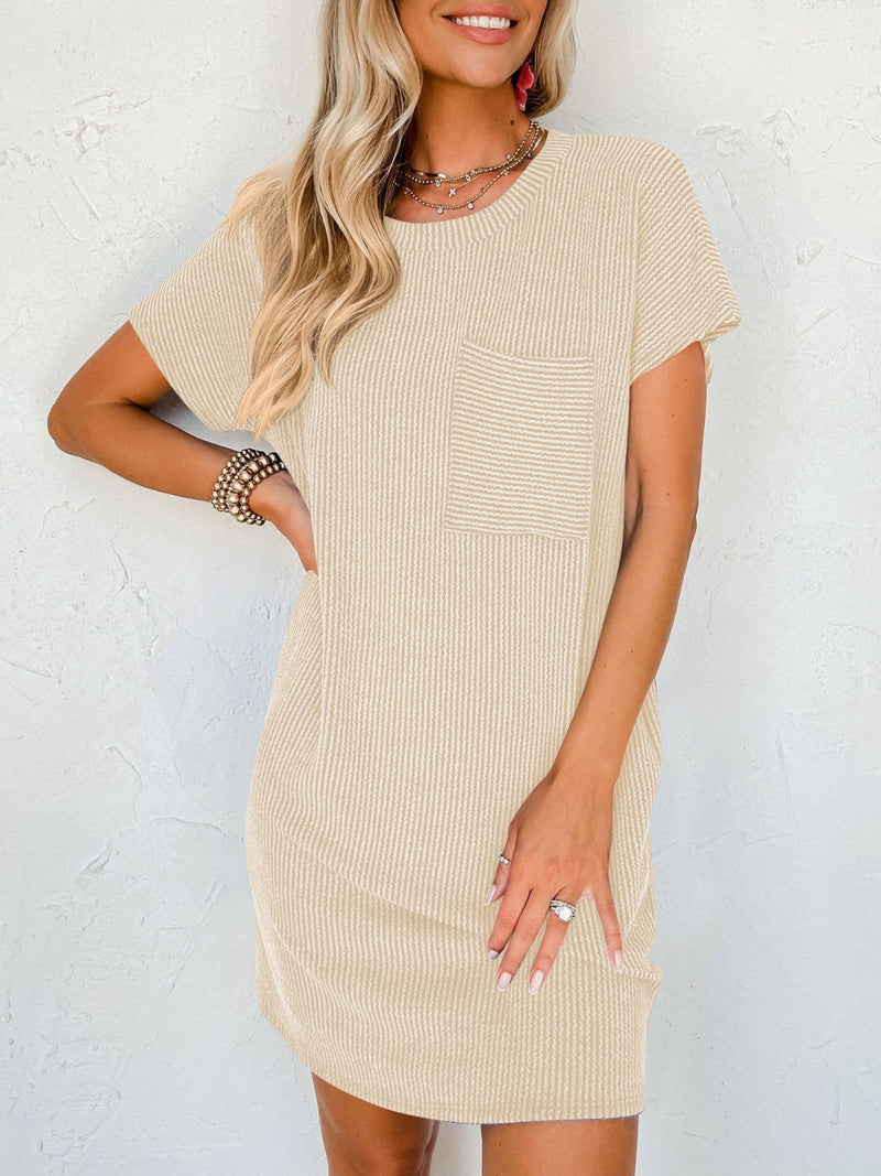 Rocco Ribbed Luxe T-Shirt Dress with Pocket