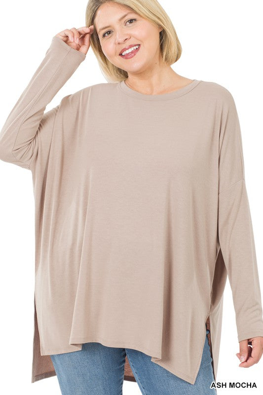 Plus Dolman Long Sleeve Round Neck Top