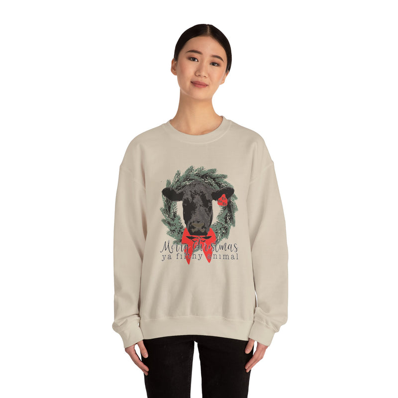 Merry Christmas Cow Crewneck Sweatshirt