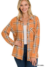 Plaid Shacket With Front Pocket