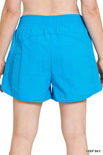 Plus Windbreaker Smocked Waistband Running Shorts