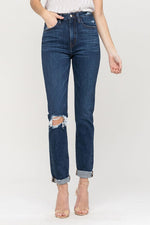 Vervet Distressed Roll Up Stretch Mom Jeans