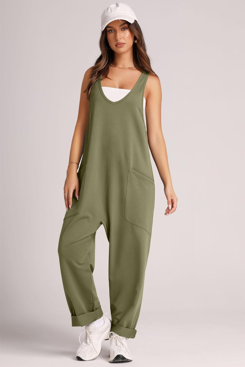 Monica Wide Strap Jumpsuit with Pockets