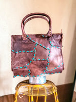American Darling Patchwork Leather and Turquoise Tote