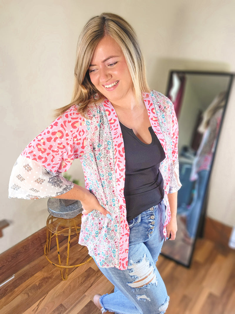 Swiss Dot Multi Print Kimono