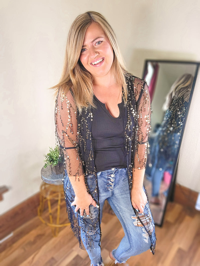 Black Sequin Kimono (RESTOCK IS COMING!)