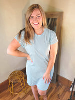 Casual Ribbed Knit T-Shirt Dress