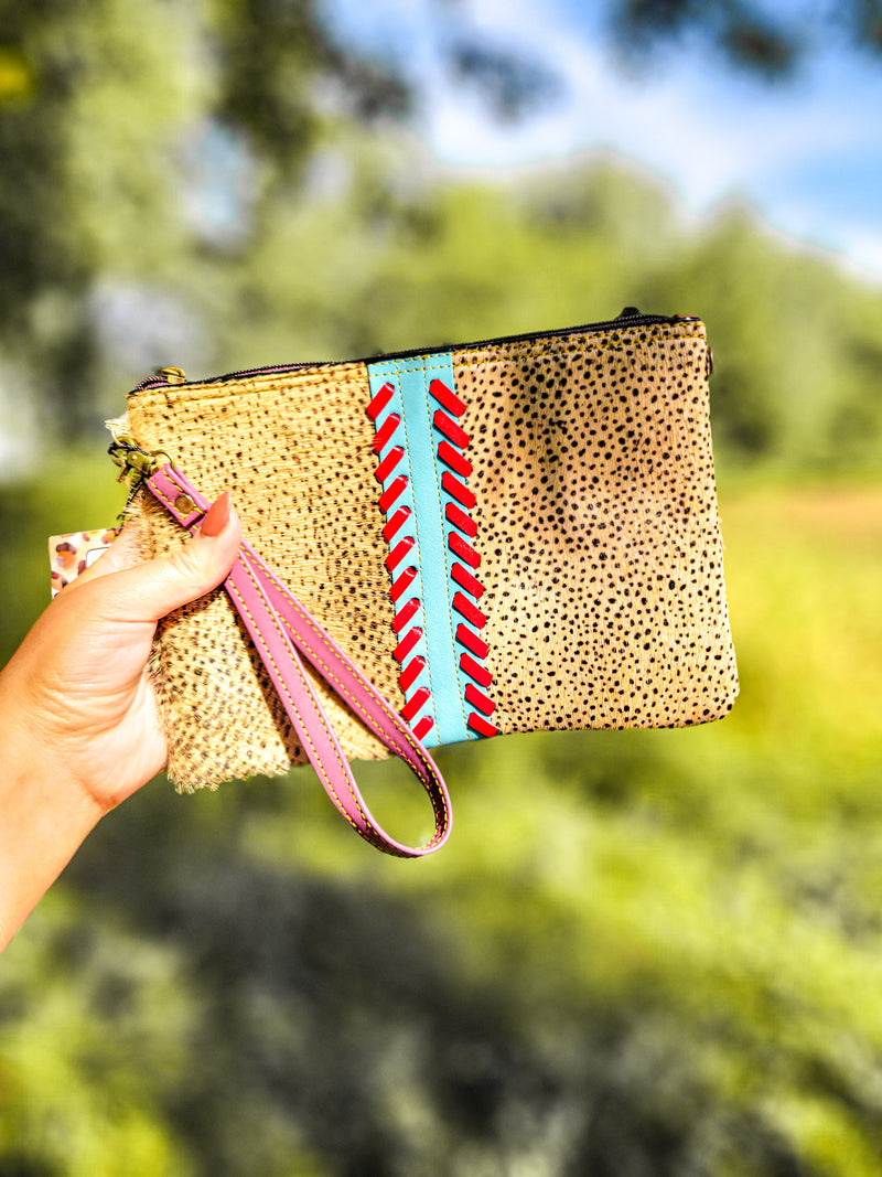 Evie Stitched Leather Wristlet & Crossbody