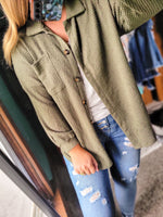 Kaycee Olive Button Down Shacket Cardigan