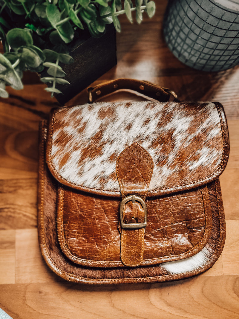 Cowhide Saddle Bag with Strap