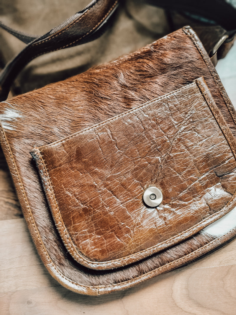 Cowhide Saddle Bag with Strap