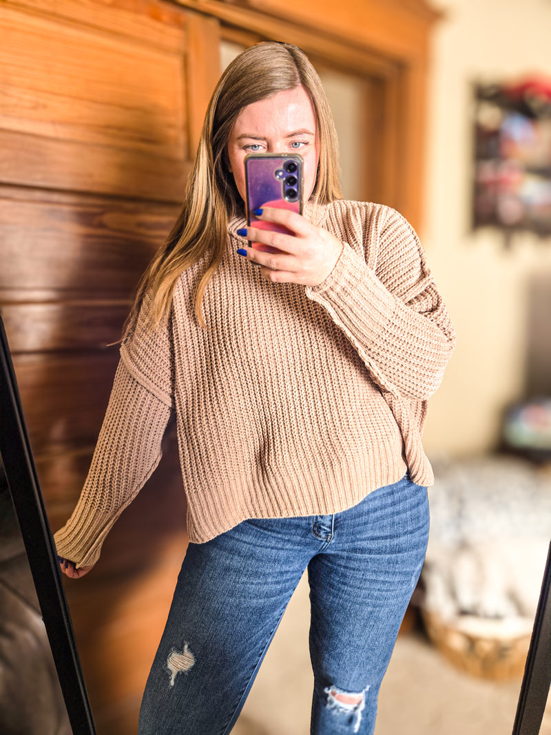 Chenille Boxy Oversized Sweater Taupe