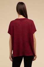 Dolman Short Sleeve Jacquard Sweater