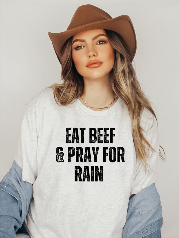 Eat Beef and Pray for Rain Graphic Tee (Plus)