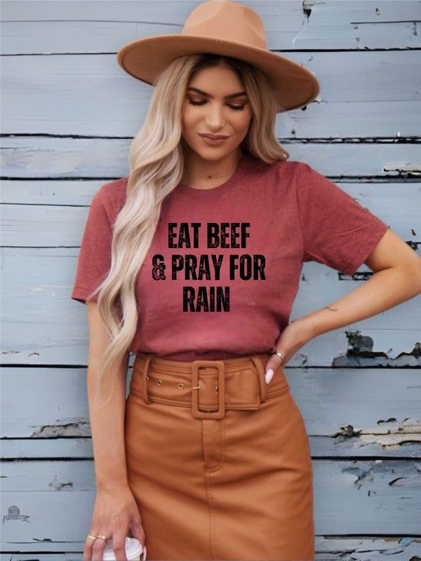 Eat Beef and Pray for Rain Graphic Tee (Plus)