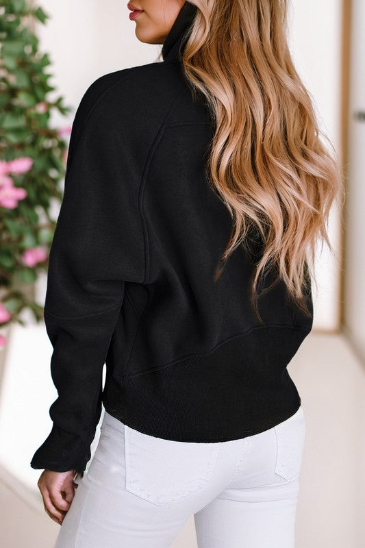 Lessie Quarter Zip Seam Detail Sweatshirt