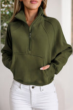 Lessie Quarter Zip Seam Detail Sweatshirt