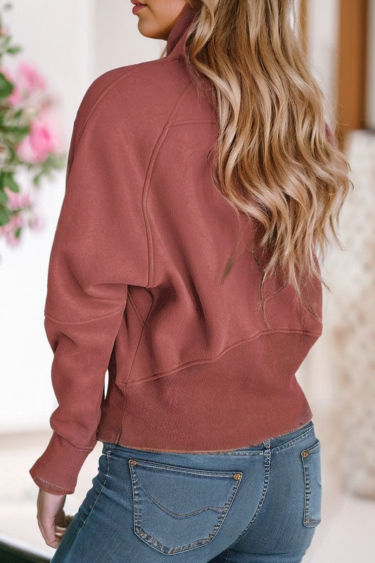 Lessie Quarter Zip Seam Detail Sweatshirt