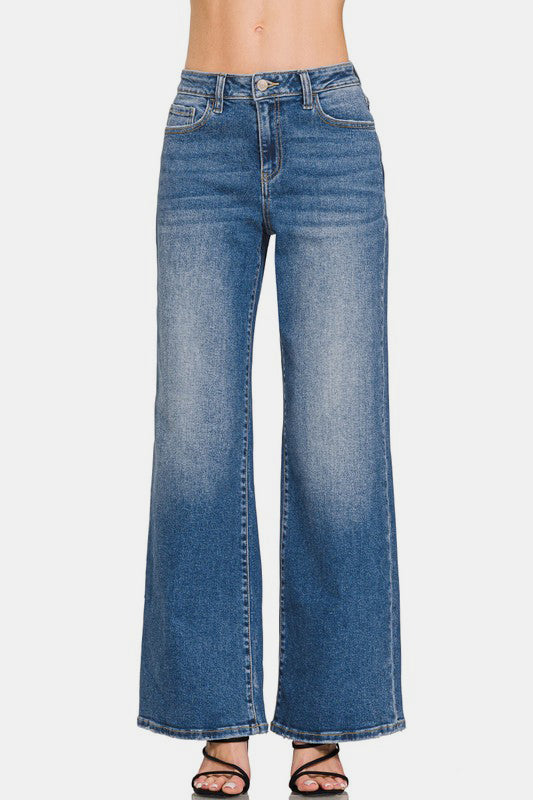 Zenana High Rise Wide Leg Jeans with Pockets