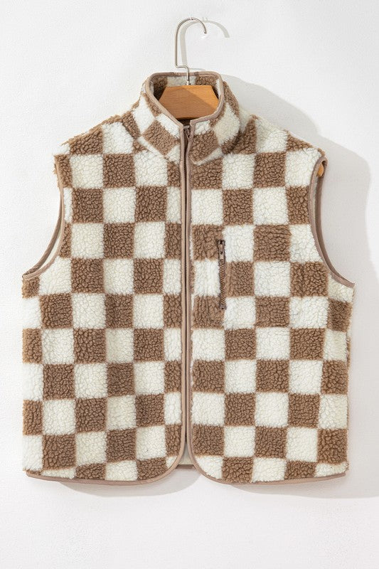 Checkered Sherpa Vest