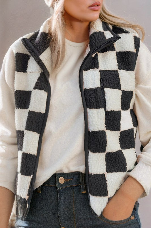 Checkered Sherpa Vest