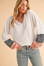 Floral Patchwork Textured Top