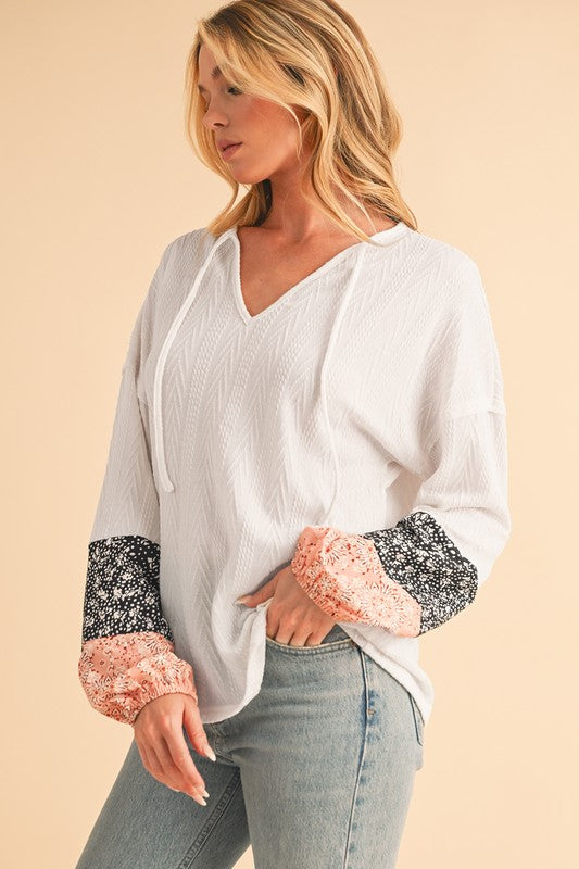 Floral Patchwork Textured Top