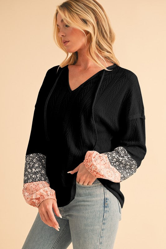 Floral Patchwork Textured Top