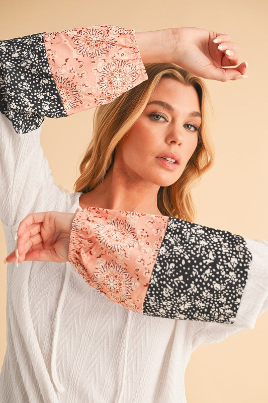 Floral Patchwork Textured Top