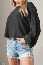 Larson Ribbed Long Sleeve Cropped Top