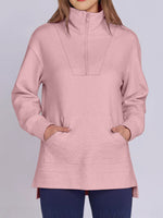 Nellie Textured High-Low Quarter Sweatshirt