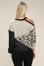 Leopard Print Color Block Sweater