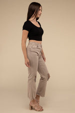 Acid Washed High Waist Distressed Straight Pants