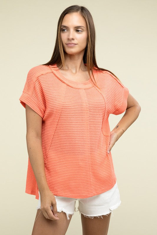 Boat Waffle Exposed-Seam Top