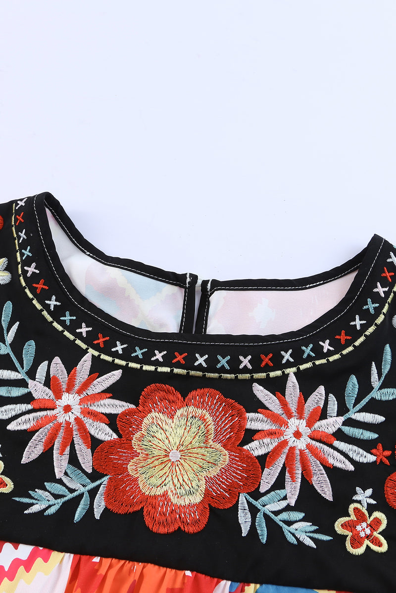 Dancing In the Dark Embroidered Aztec Blouse