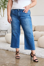 Judy Blue Braid Side Detail Wide Leg Jeans