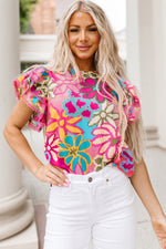 Flower Garden Flutter Sleeve Blouse